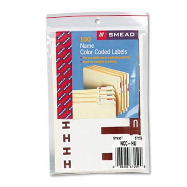 Smead Alpha-Z Color-Coded First Letter Name Labels- H &amp; U- Dark Brown- 100/Pack 67159
